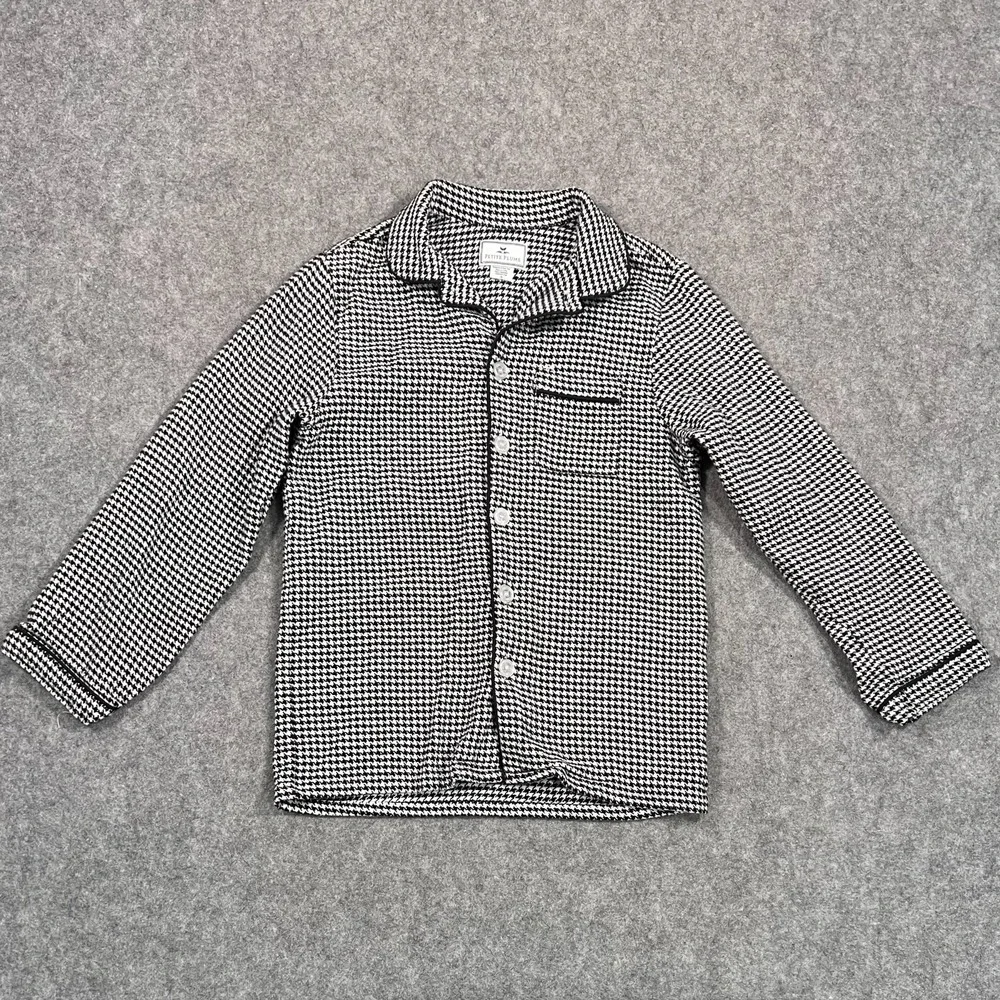 Petite Plume‎ Unisex Kids Black White Houndstooth Pajama Shirt Youth Size 8